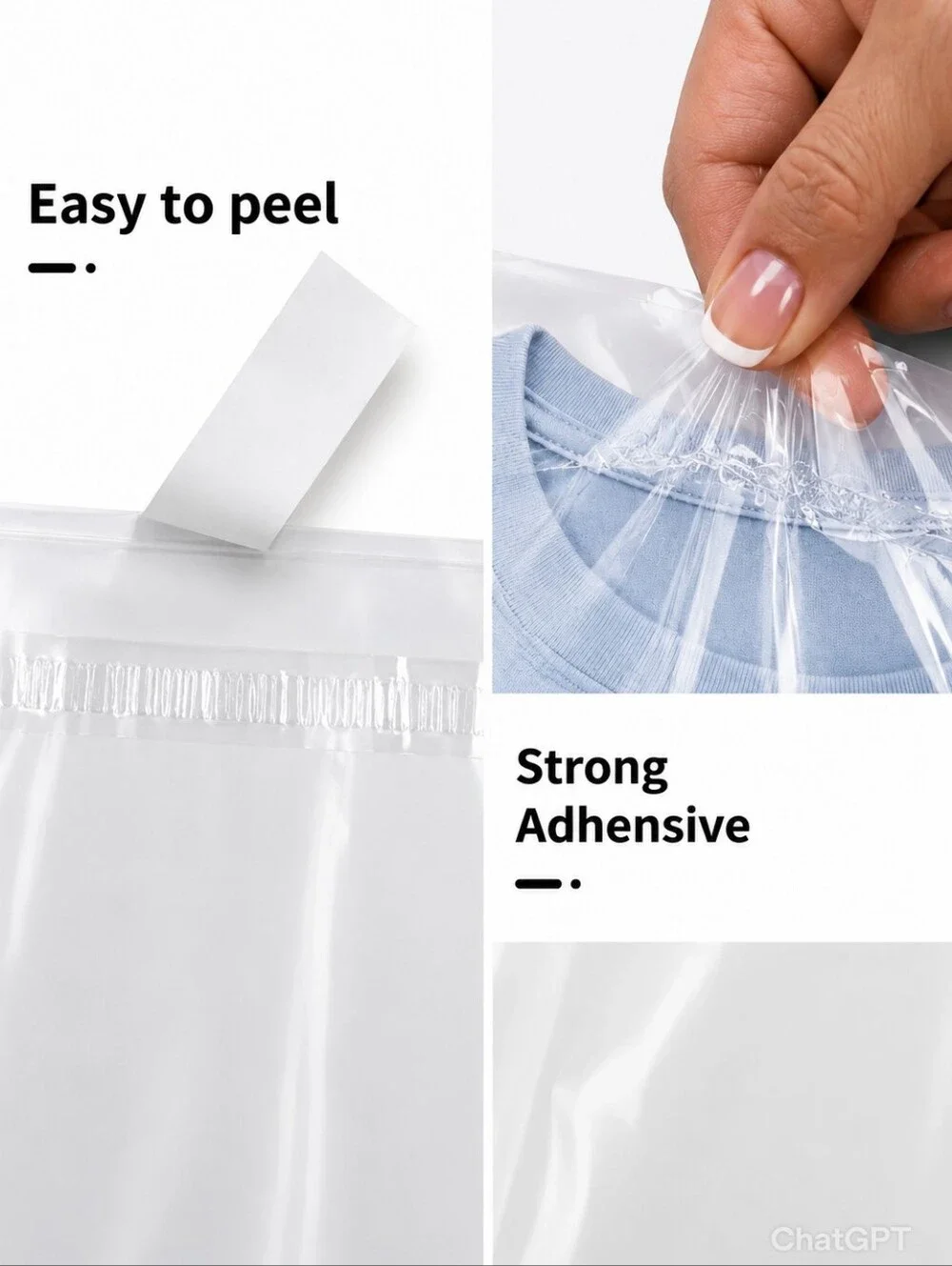 Clear Poly Bags. With Adhesive Seal And Suffocation Warning- 10
